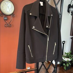 Womens Black Moto Zip Jacket by